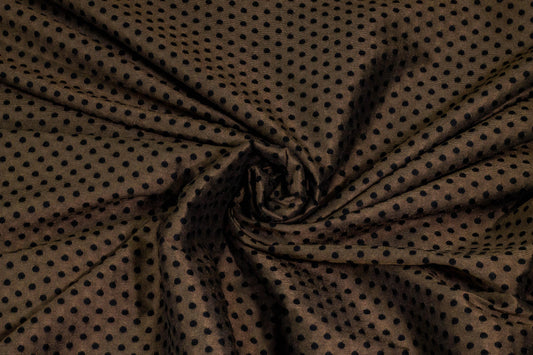 Bronze and Black Polka Dot Twill Brocade - Prime Fabrics