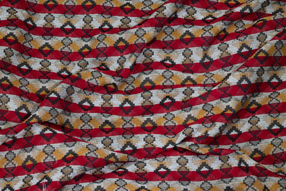 Red, Gray, and Orange Metallic French Jacquard - Prime Fabrics