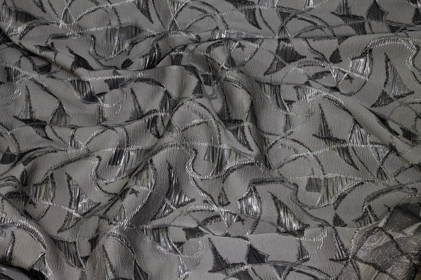 Charcoal Metallic Crushed Brocade - Prime Fabrics