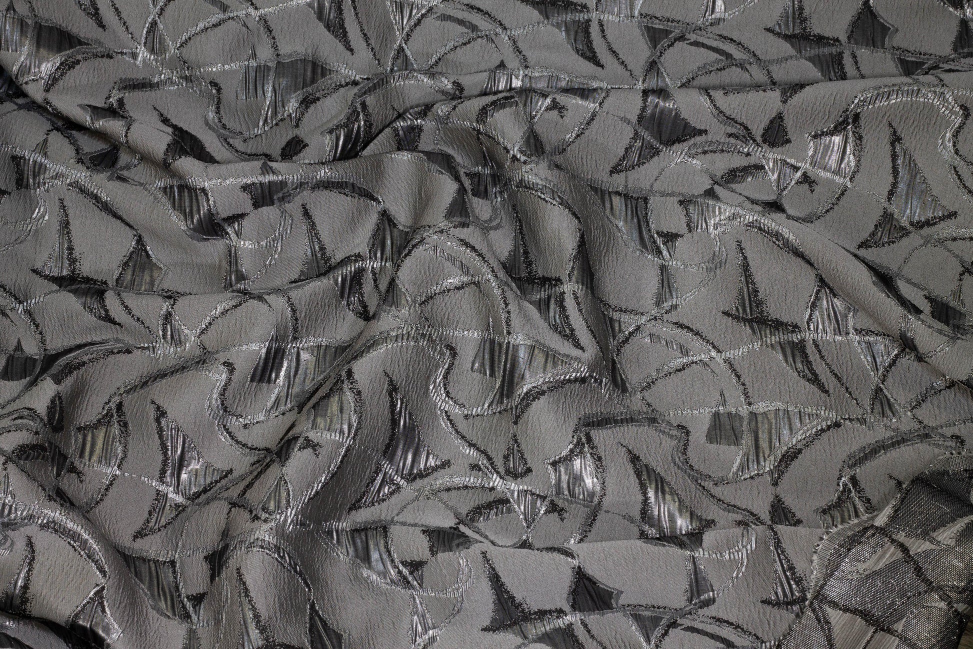 Charcoal Metallic Crushed Brocade - Prime Fabrics