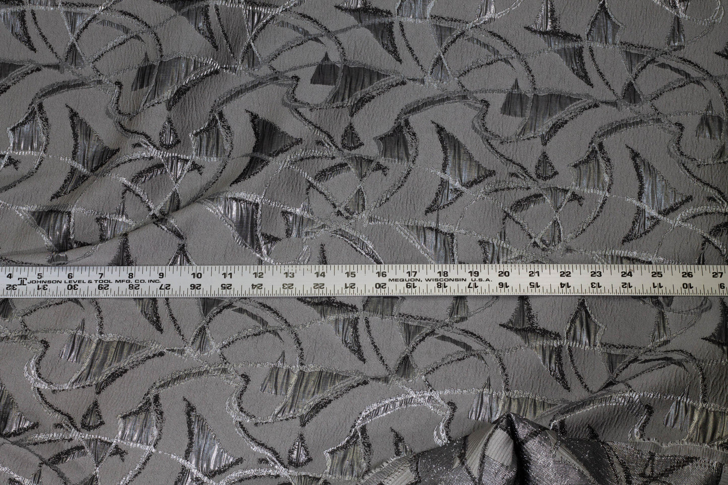 Charcoal Metallic Crushed Brocade - Prime Fabrics