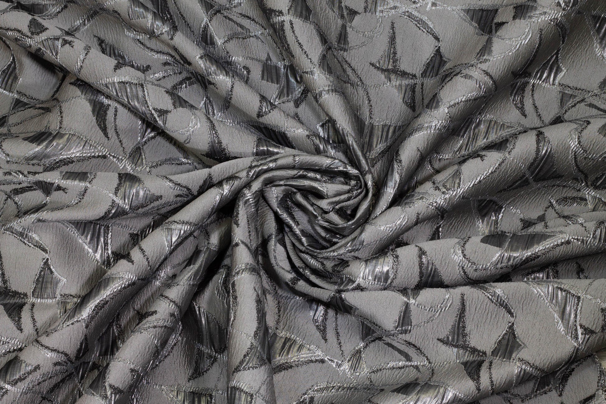 Charcoal Metallic Crushed Brocade - Prime Fabrics