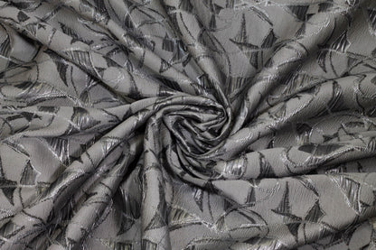 Charcoal Metallic Crushed Brocade - Prime Fabrics