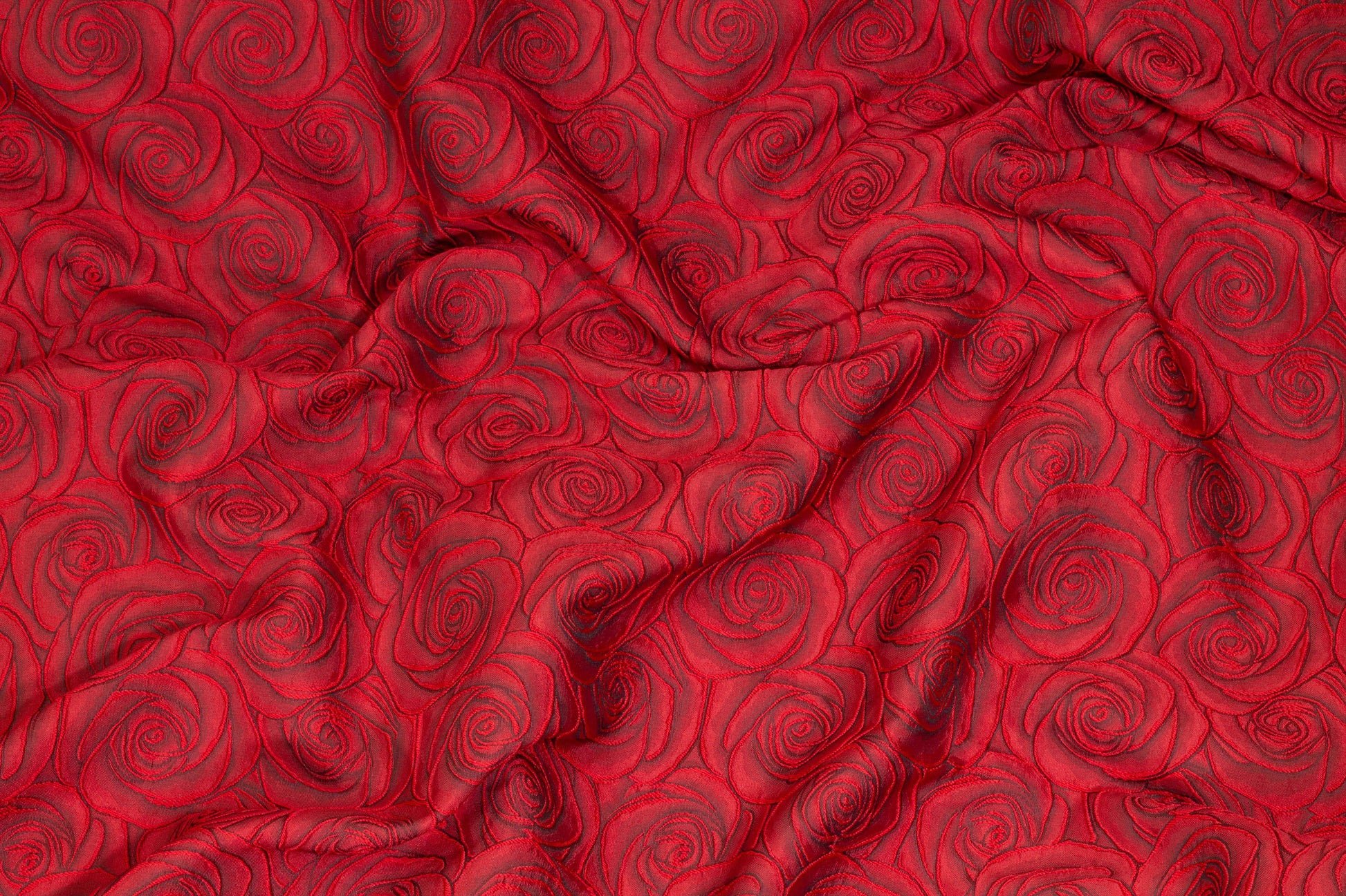 Red Rose Floral Brocade - Prime Fabrics
