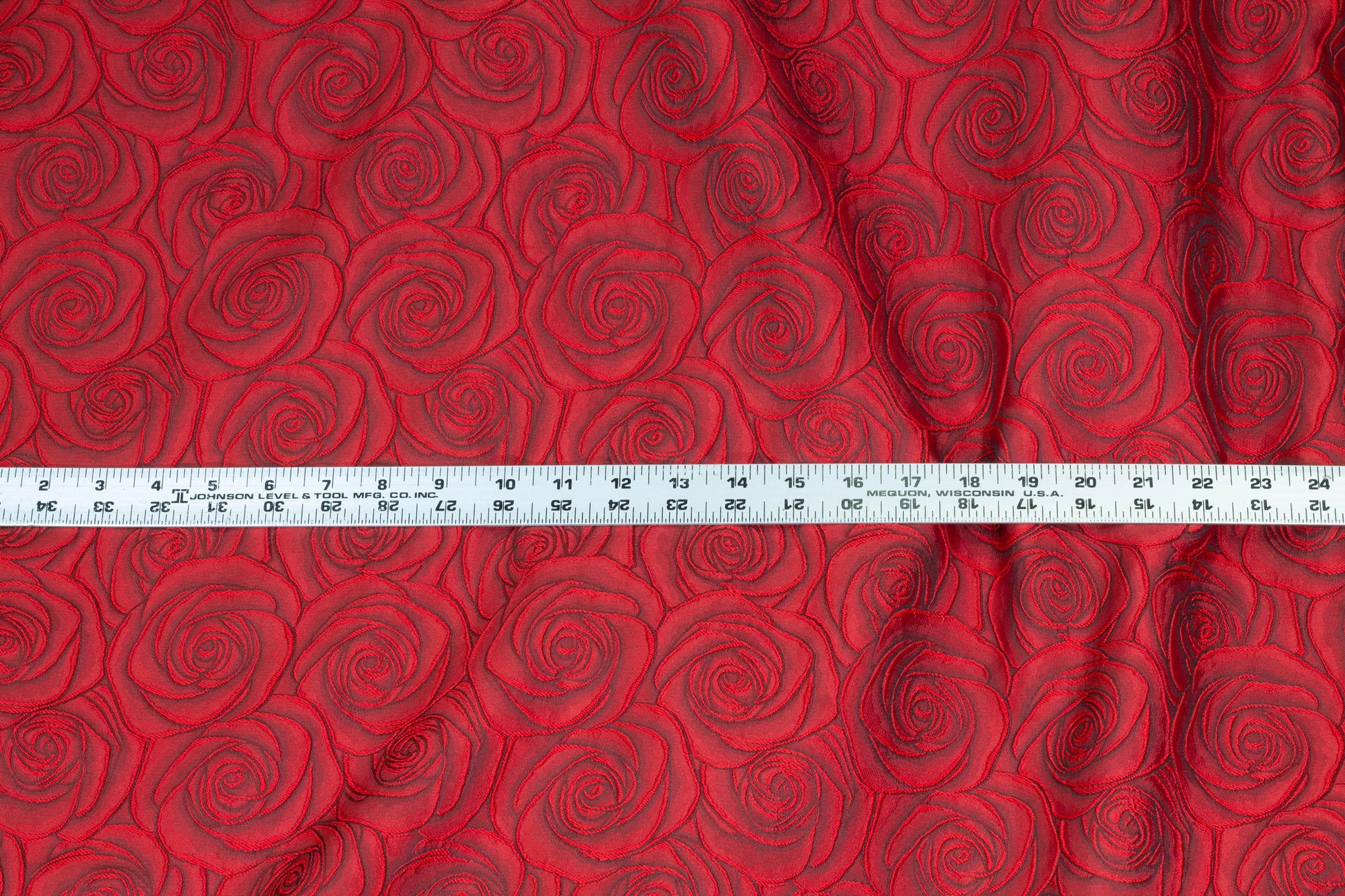Red Rose Floral Brocade - Prime Fabrics