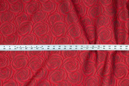 Red Rose Floral Brocade - Prime Fabrics