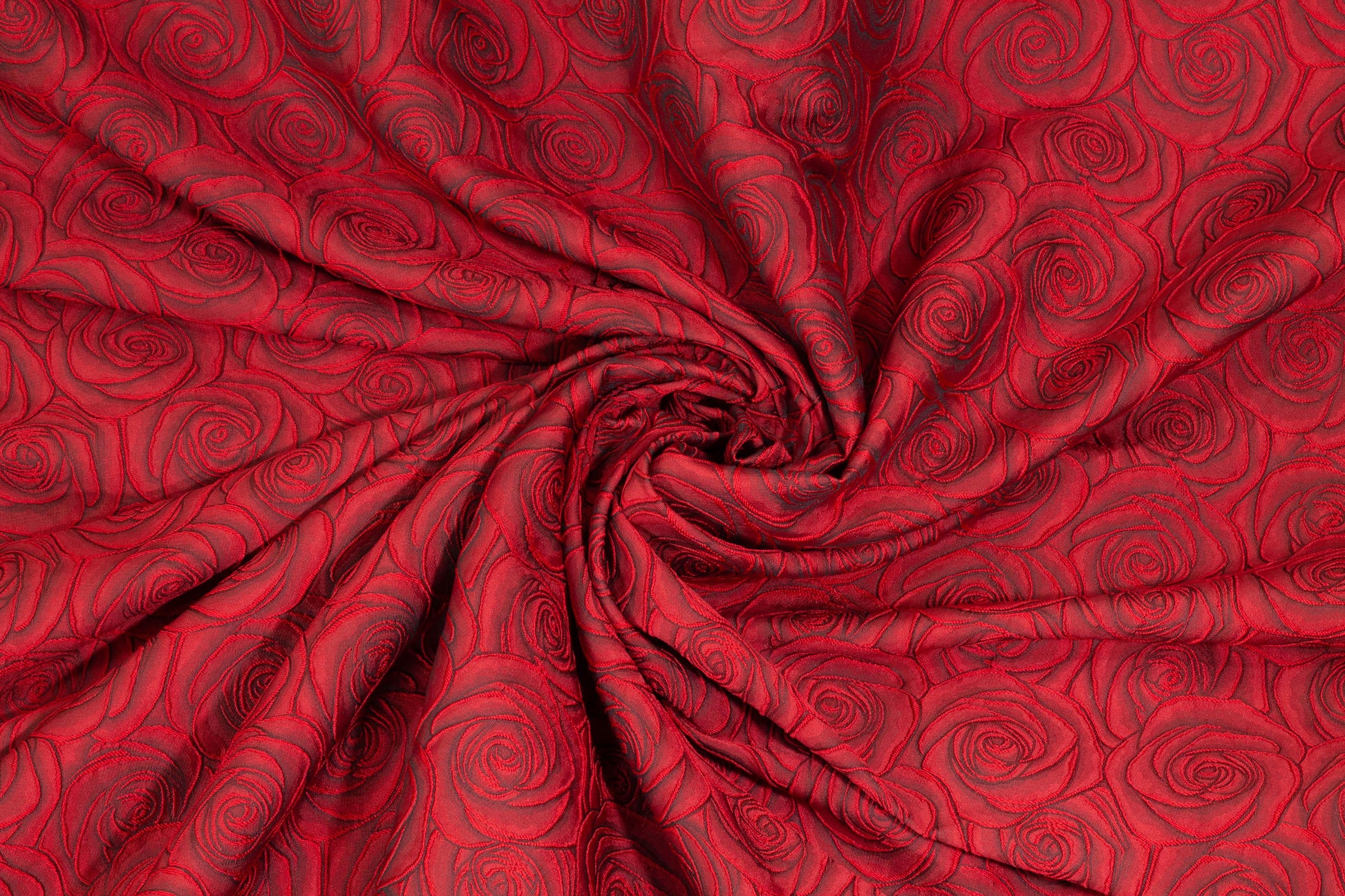 Red Rose Floral Brocade - Prime Fabrics