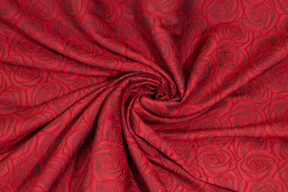 Red Rose Floral Brocade - Prime Fabrics