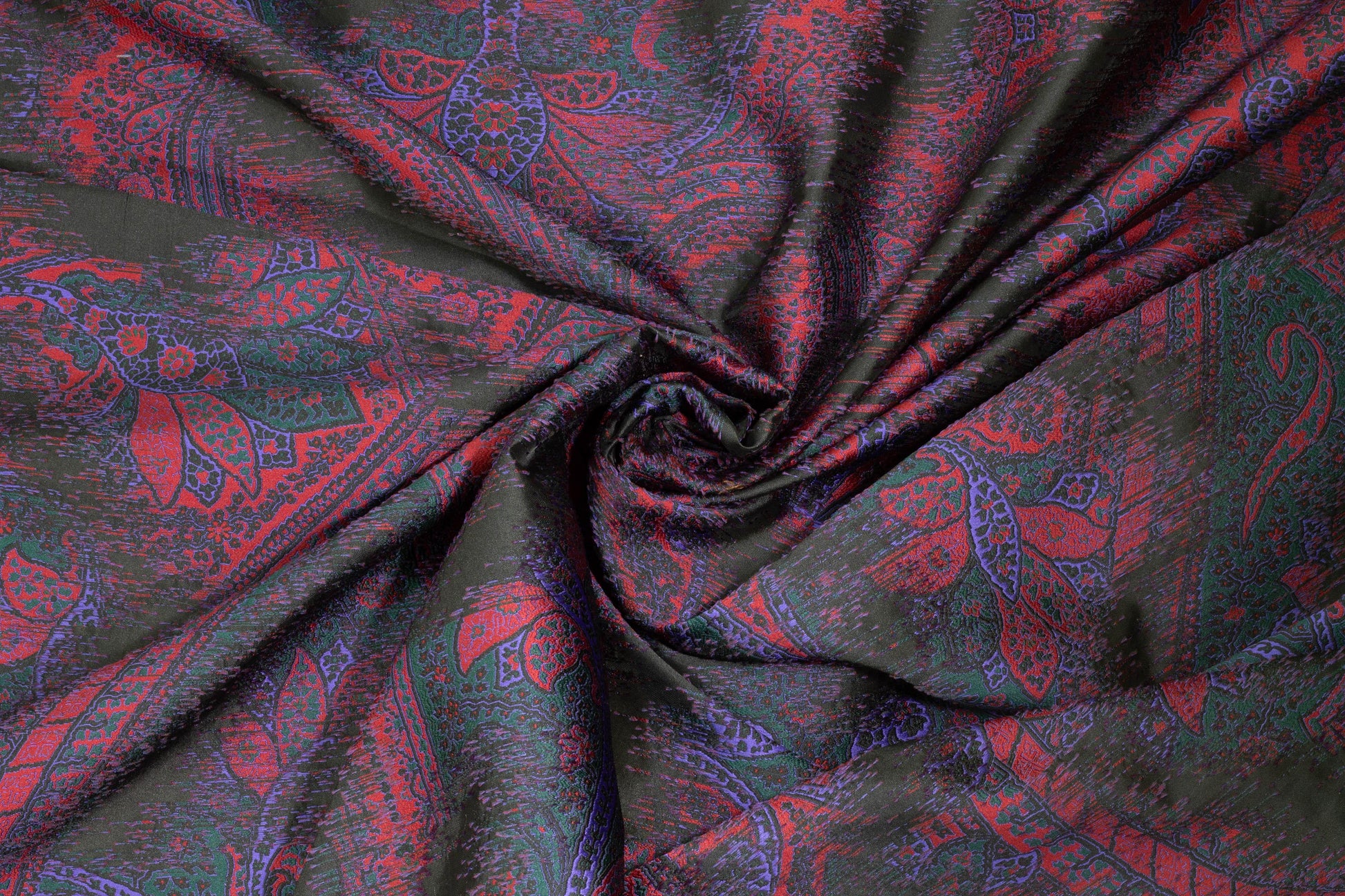 Black, Red, and Blue Embroidered Jacquard - Prime Fabrics