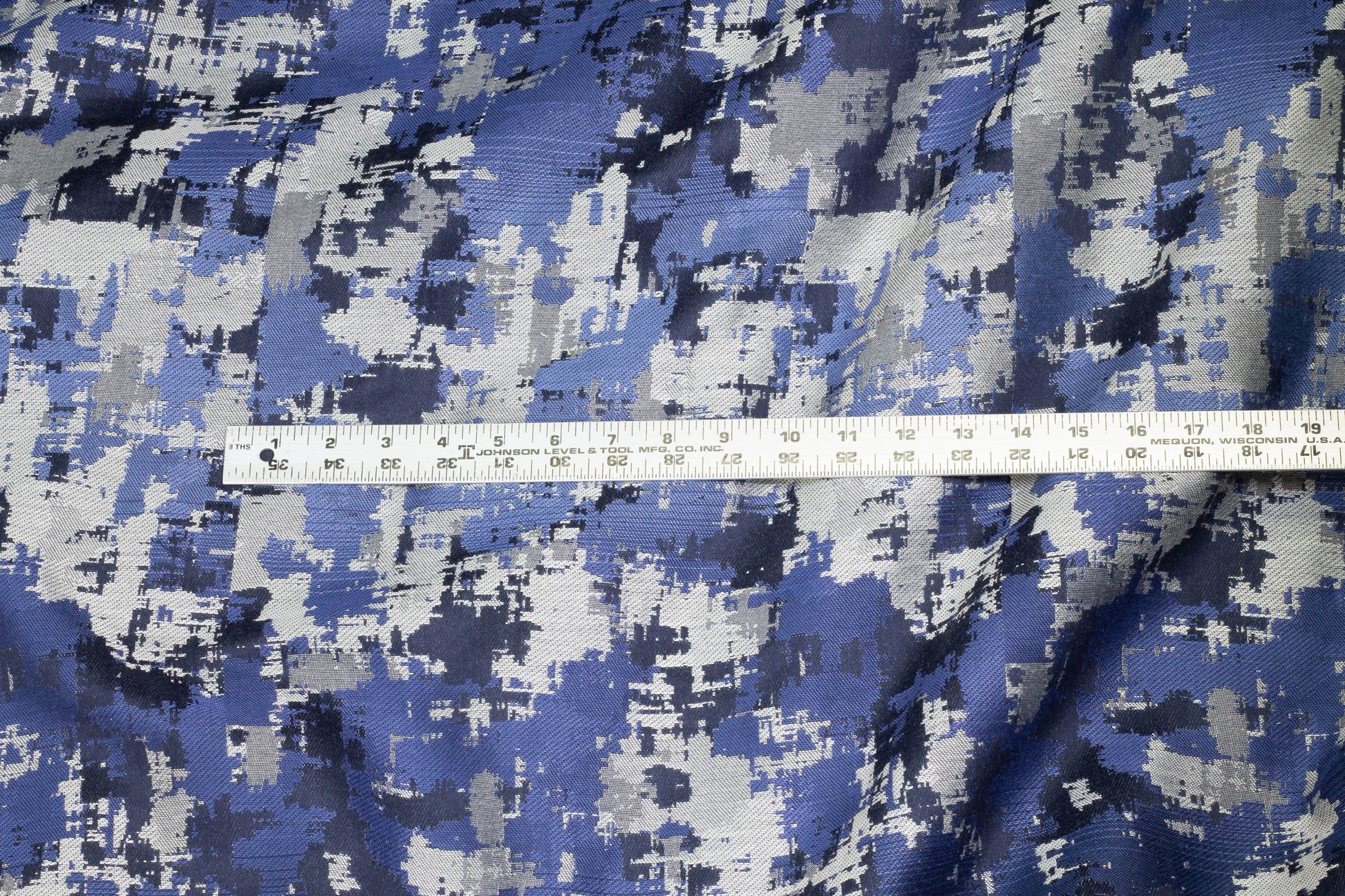 Blue and Gray Camouflage Cotton Brocade - Prime Fabrics