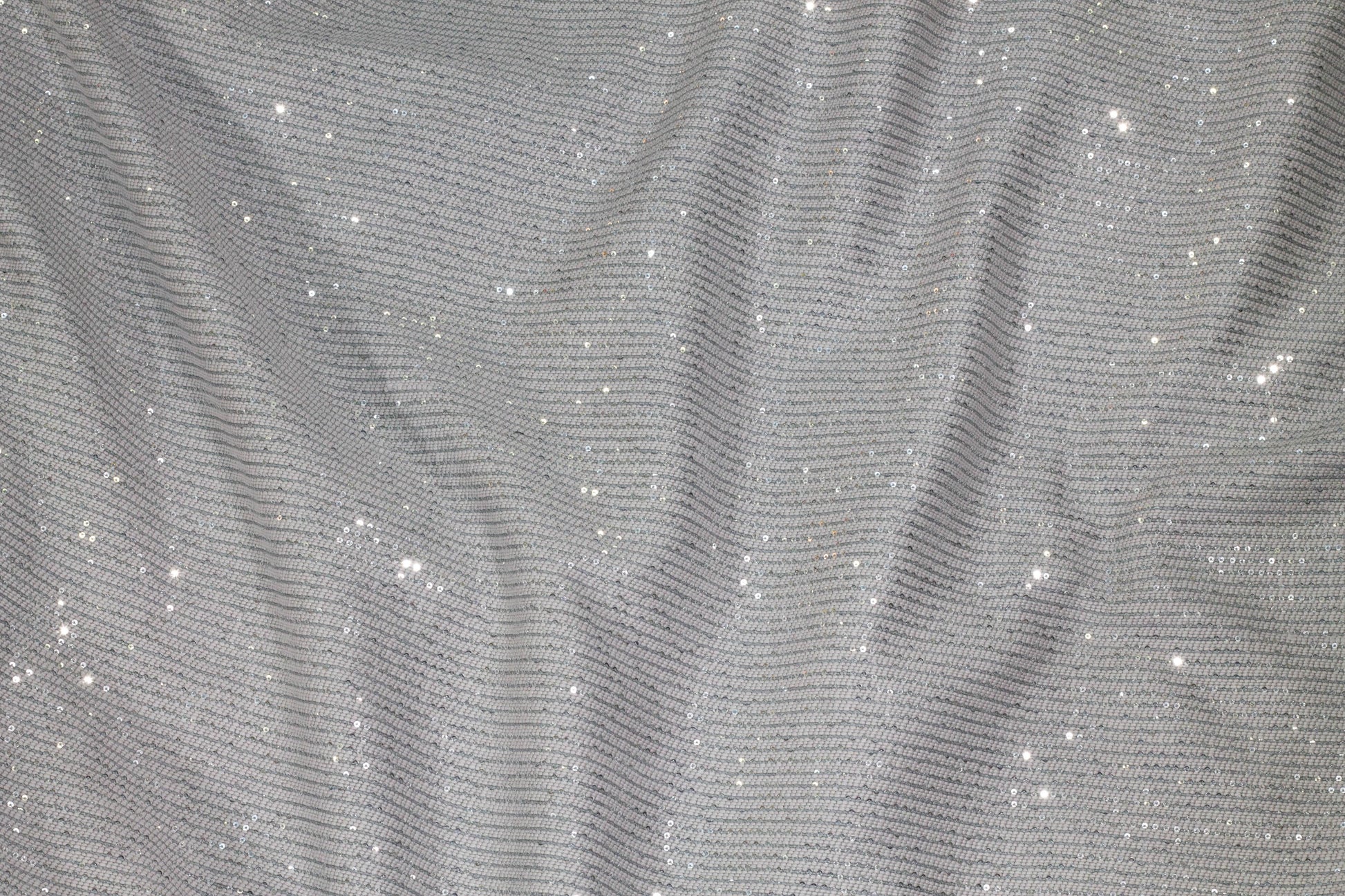 Gray and Silver Spangled and Knitted Striped Jacquard - Prime Fabrics