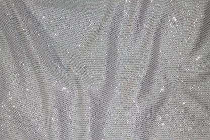 Gray and Silver Spangled and Knitted Striped Jacquard - Prime Fabrics