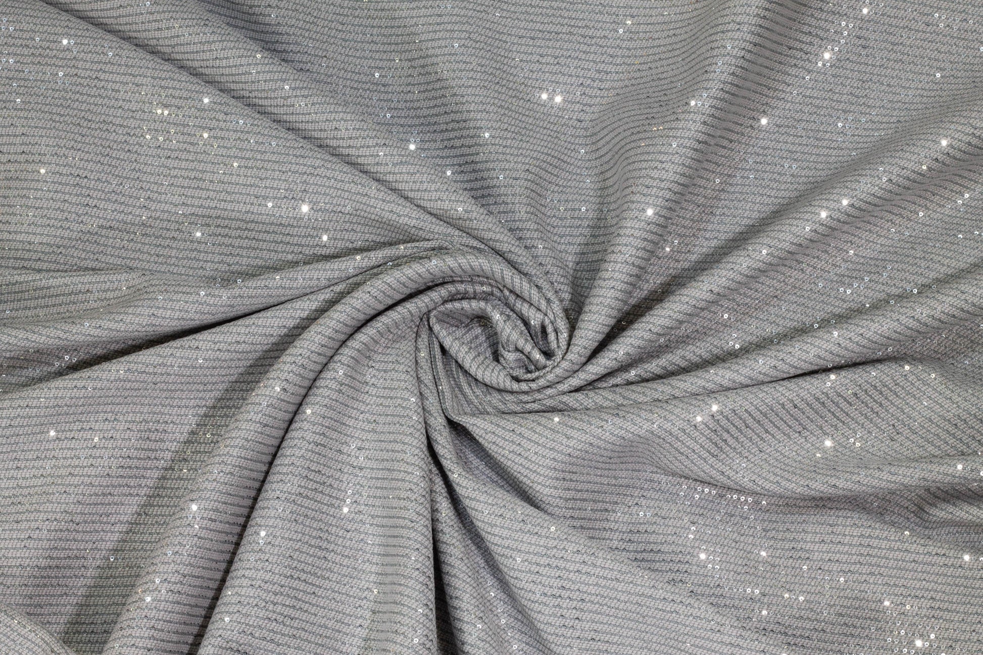 Gray and Silver Spangled and Knitted Striped Jacquard - Prime Fabrics