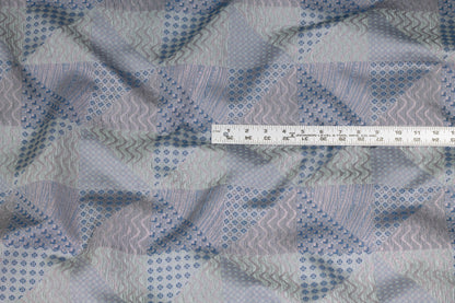 Blue, Gray and Green Crushed Metallic Italian Jacquard - Prime Fabrics