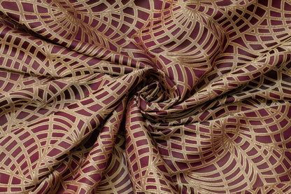 Burgundy and Gold Brocade - Prime Fabrics