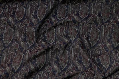 Navy and Burgundy Paisley Jacquard - Prime Fabrics