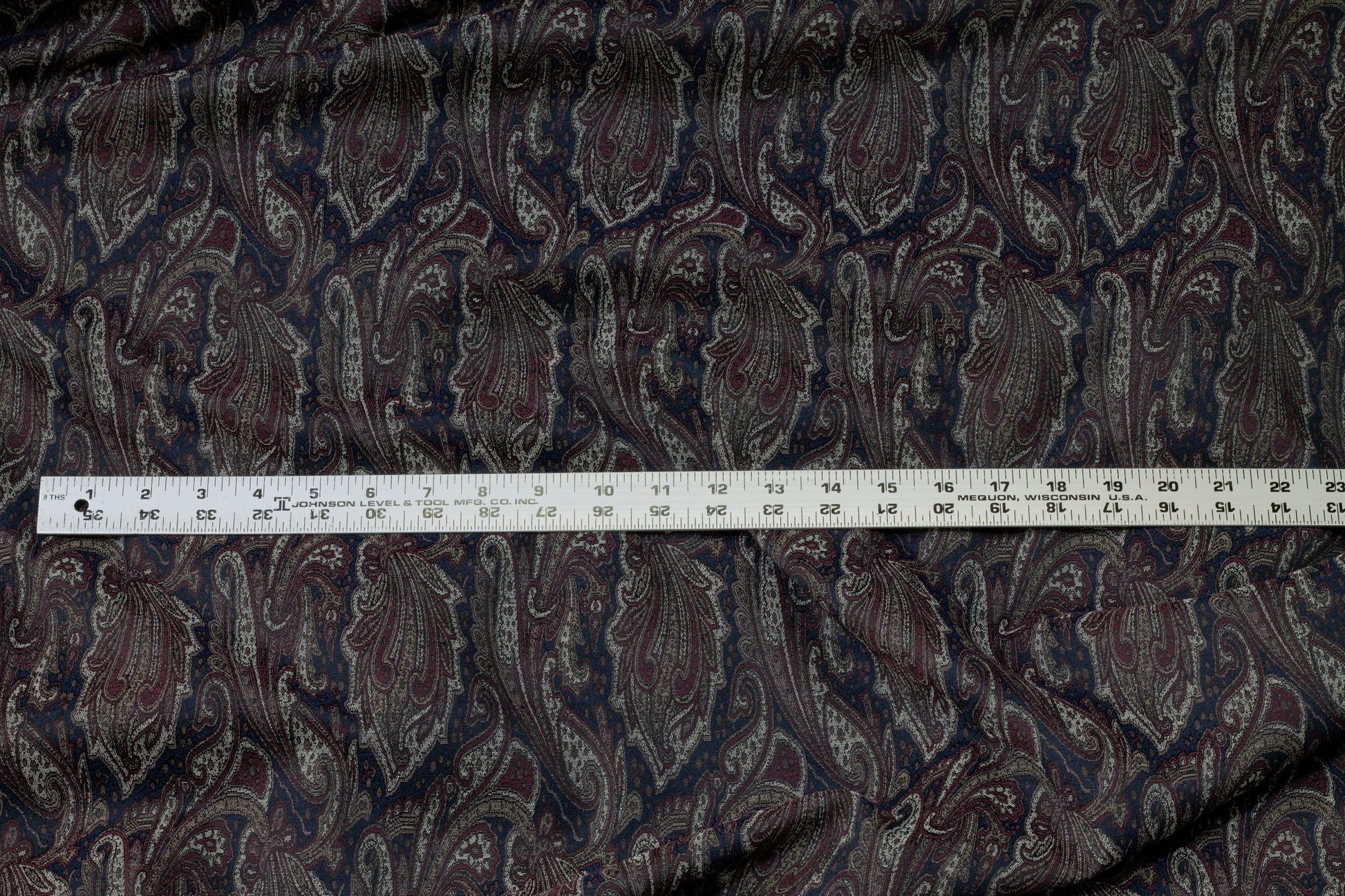 Navy and Burgundy Paisley Jacquard - Prime Fabrics