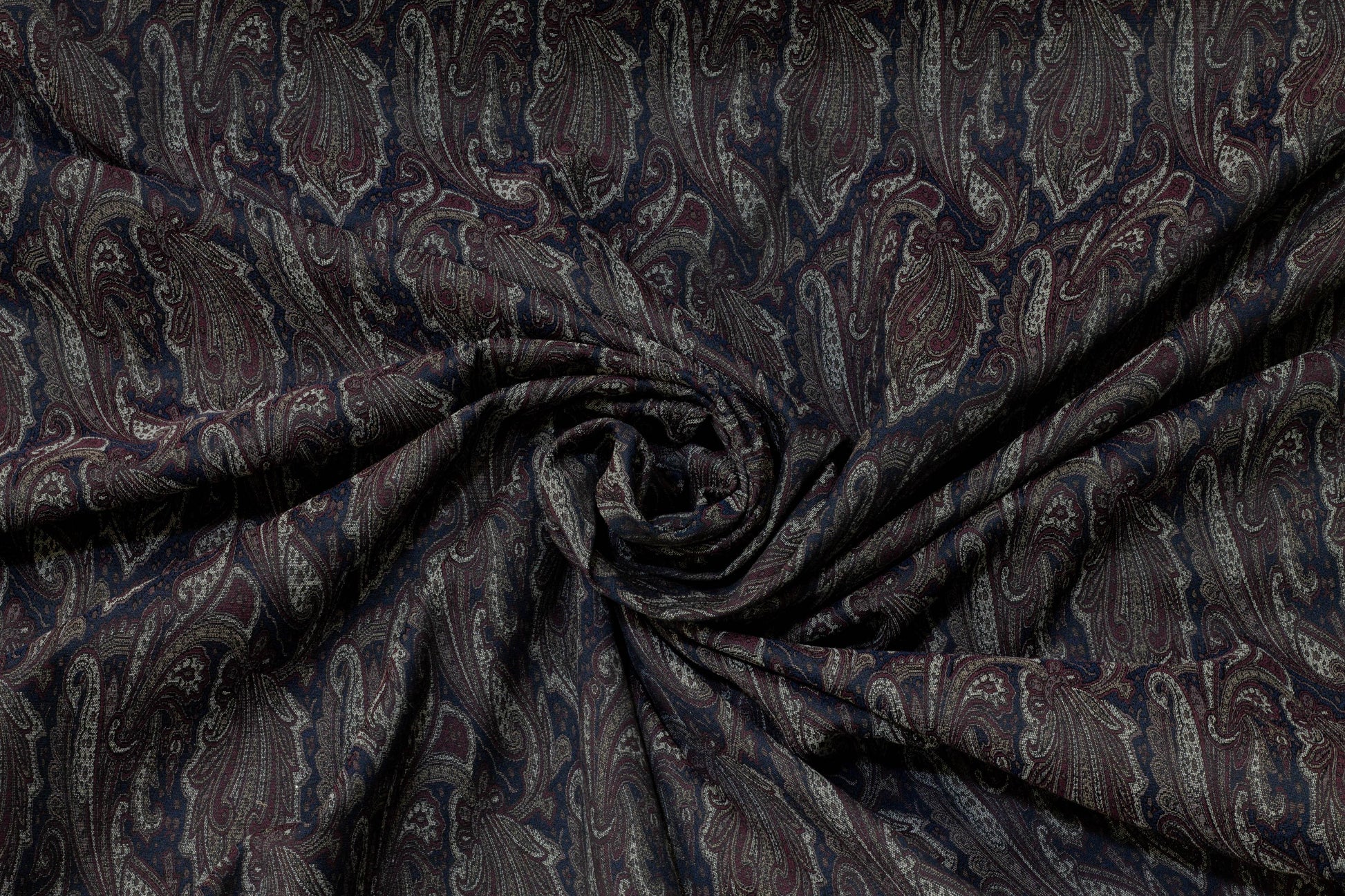 Navy and Burgundy Paisley Jacquard - Prime Fabrics