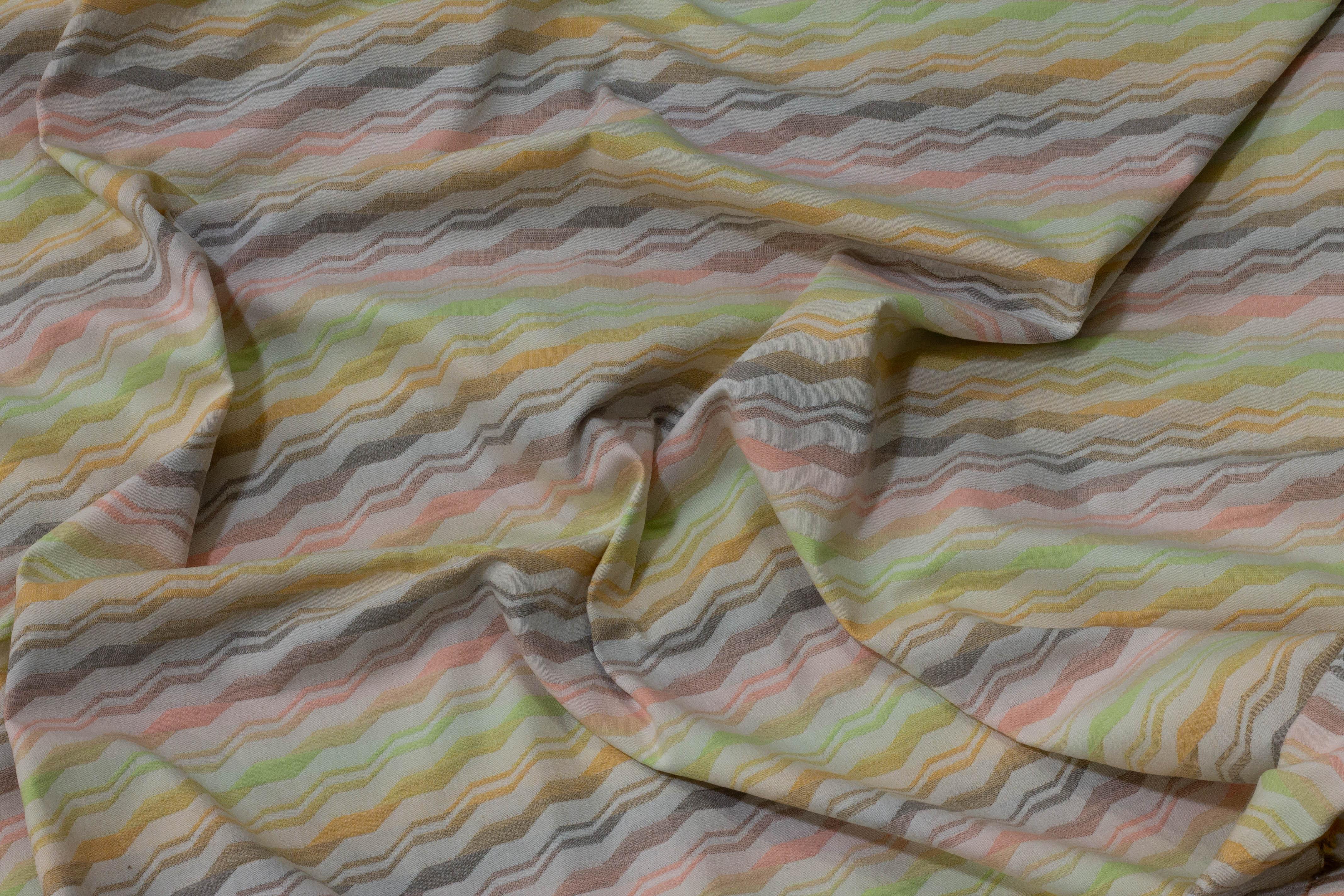 Multicolor Diagonal Chevron Cotton Stretch Brocade - Prime Fabrics