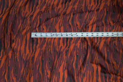 Burned Orange, Burgundy, and Black Zebra Brocade - Prime Fabrics