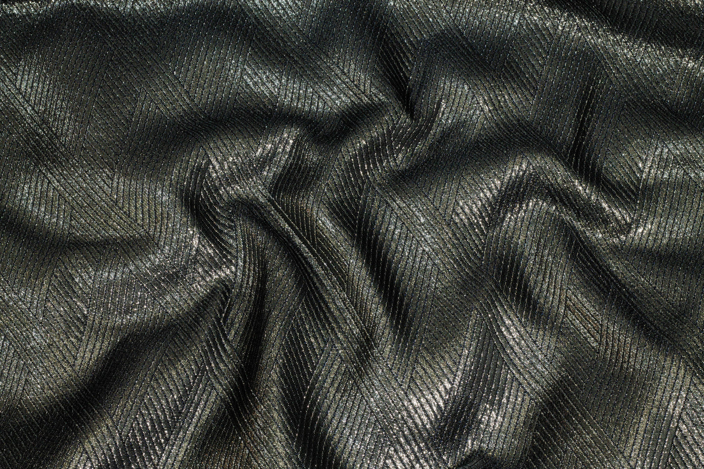 Blue and Charcoal Cross Striped Metallic Double Faced Brocade - Prime Fabrics