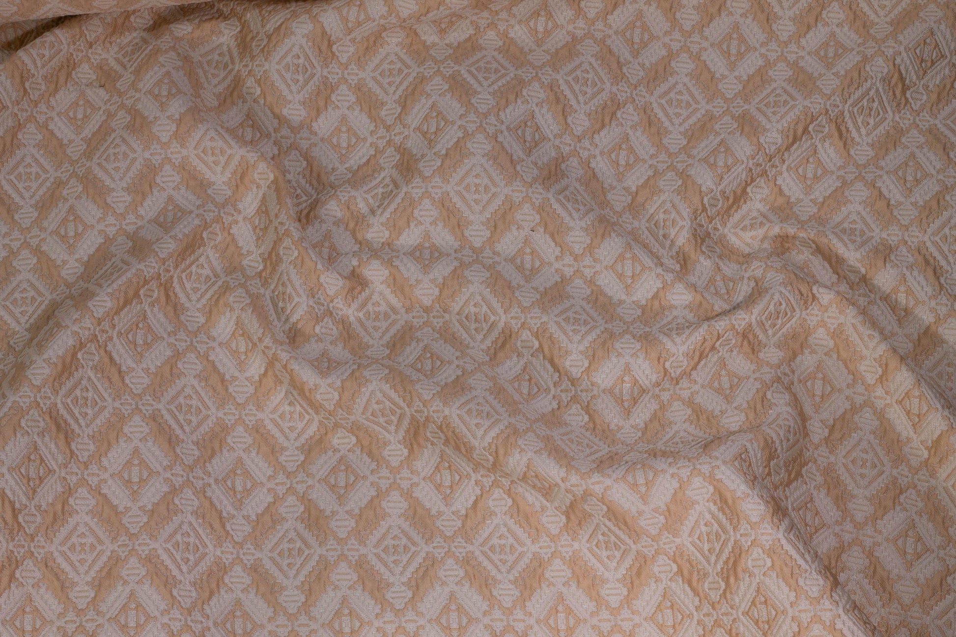 Peach and Off-White Crushed Brocade - Prime Fabrics
