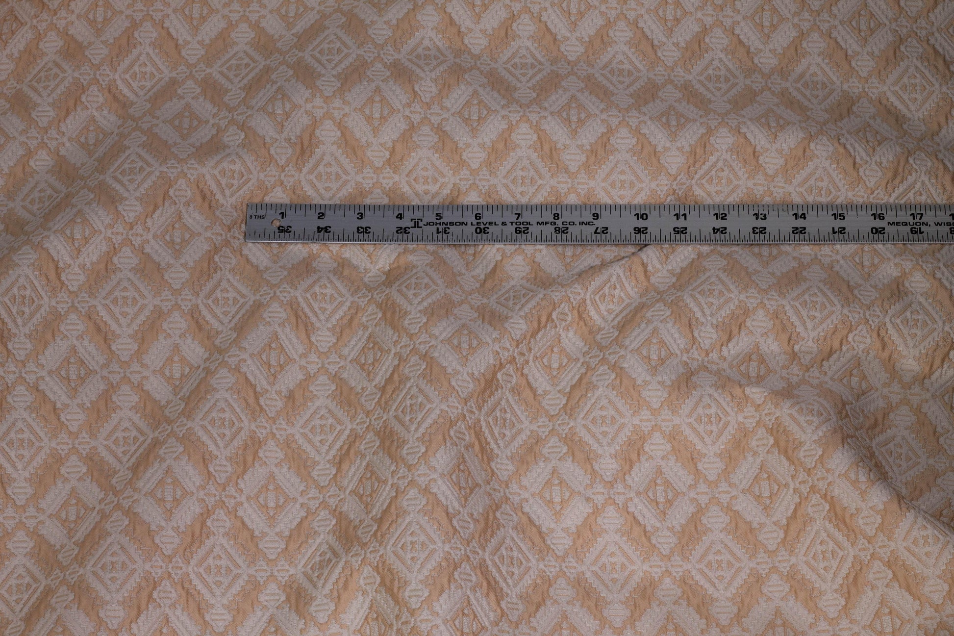 Peach and Off-White Crushed Brocade - Prime Fabrics