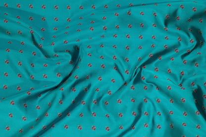 Turquoise Coat of Arms Design Silk Jacquard - Prime Fabrics