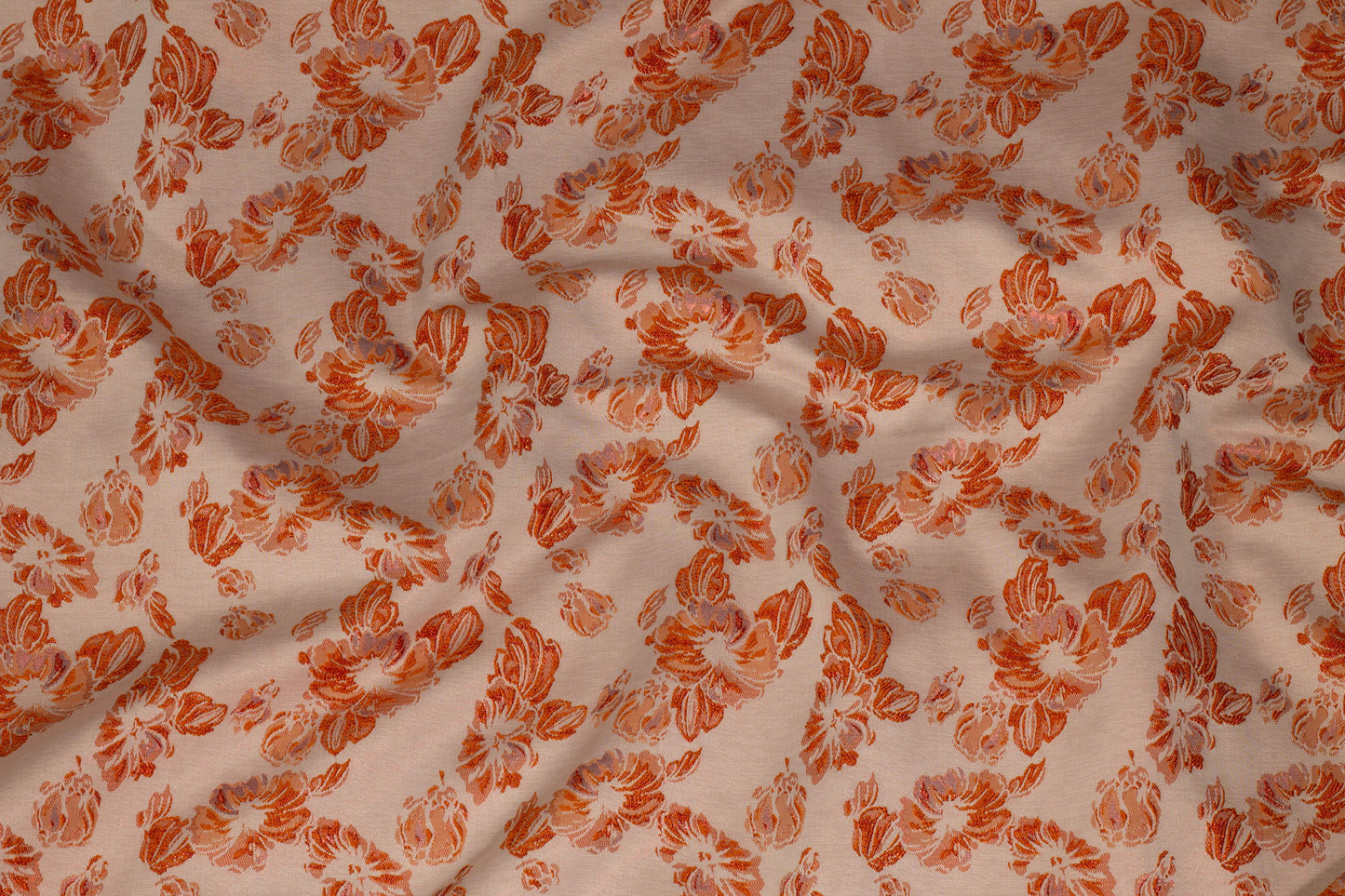 Orange Floral Metallic Brocade - Prime Fabrics