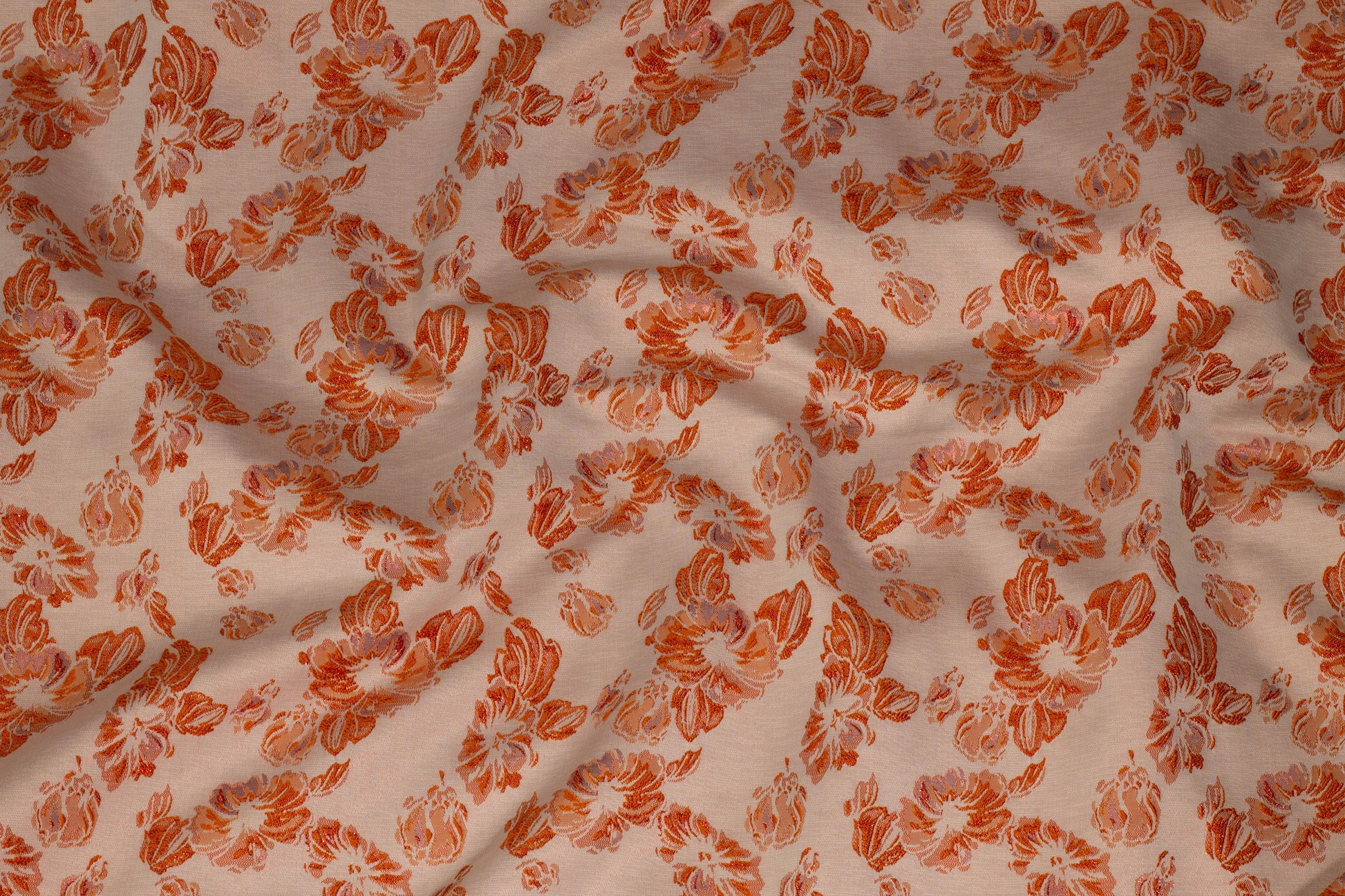 Orange Floral Metallic Brocade - Prime Fabrics