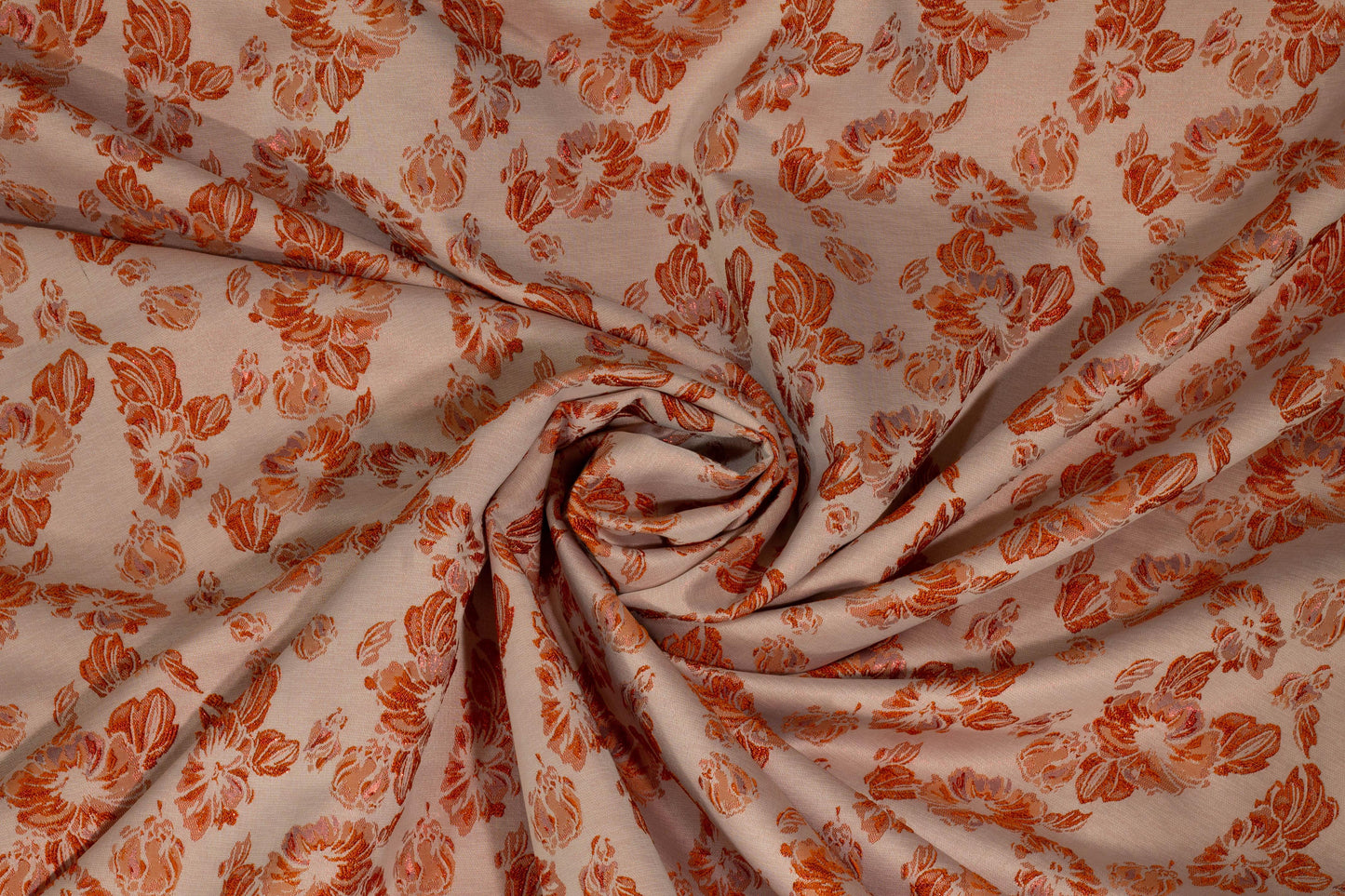 Orange Floral Metallic Brocade - Prime Fabrics