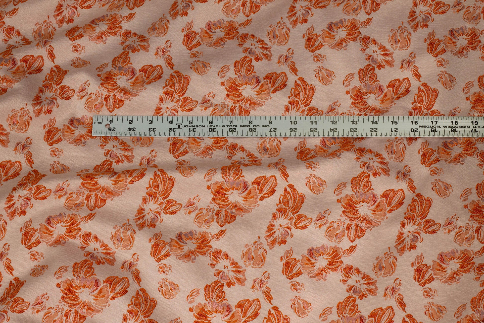 Orange Floral Metallic Brocade - Prime Fabrics