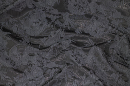 Charcoal Gray Floral Metallic Brocade - Prime Fabrics