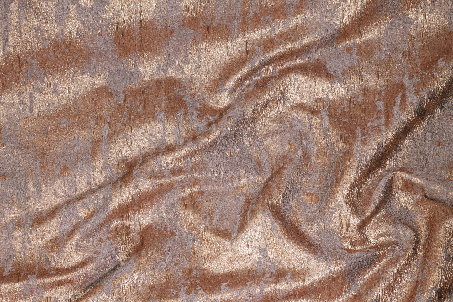 Copper and Gray Metallic Crushed Brocade - Prime Fabrics