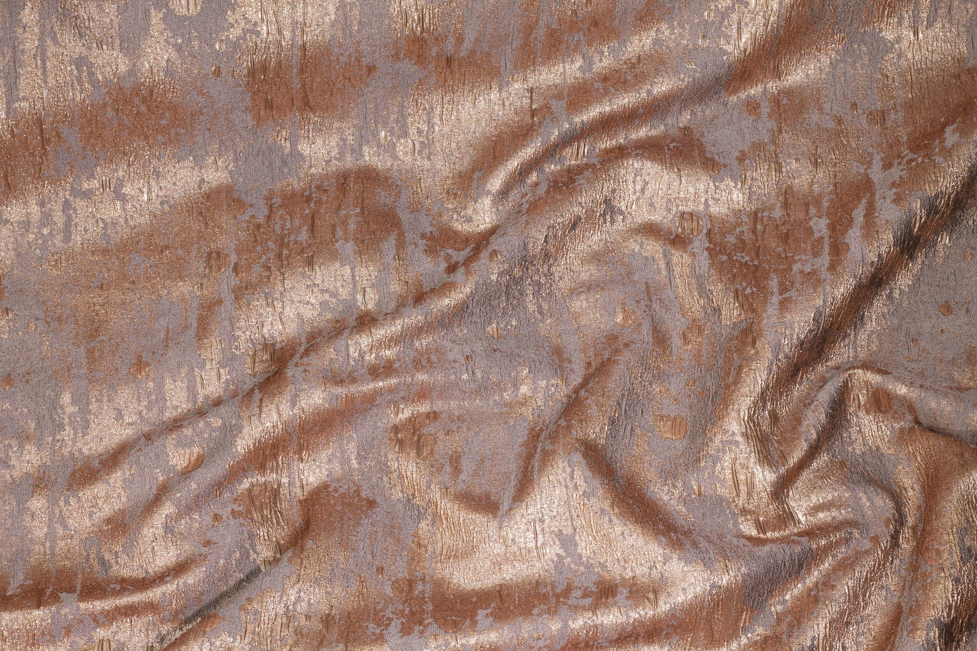 Copper and Gray Metallic Crushed Brocade - Prime Fabrics