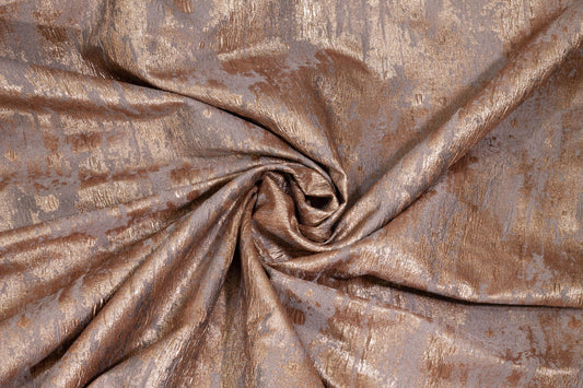 Copper and Gray Metallic Crushed Brocade - Prime Fabrics