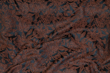 Black and Brown Metallic Floral Brocade - Prime Fabrics