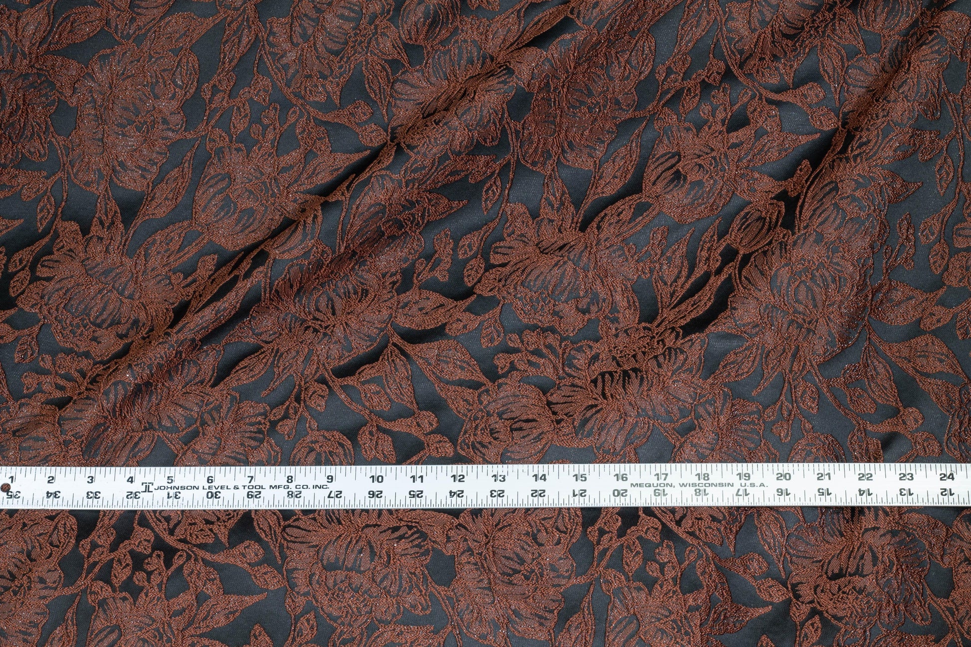 Black and Brown Metallic Floral Brocade - Prime Fabrics
