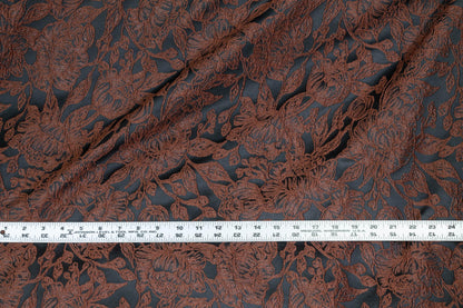 Black and Brown Metallic Floral Brocade - Prime Fabrics