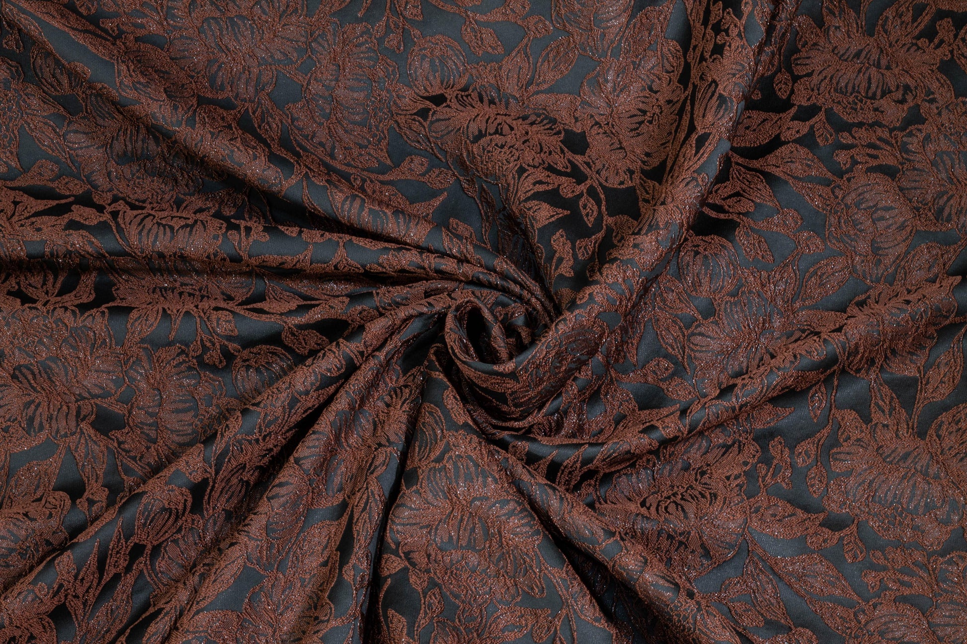Black and Brown Metallic Floral Brocade - Prime Fabrics