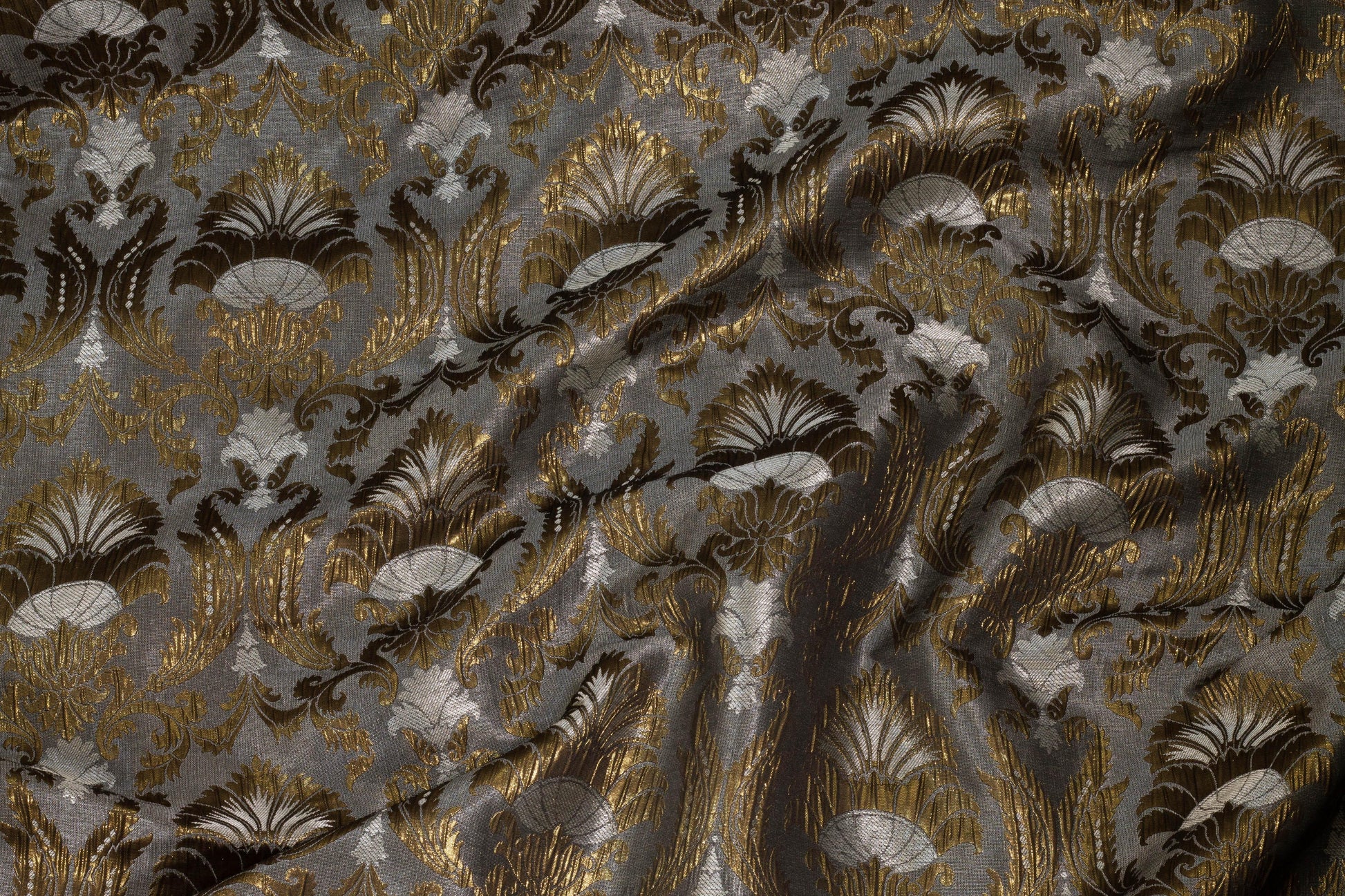 Gray and Metallic Bronze Brocade - Prime Fabrics