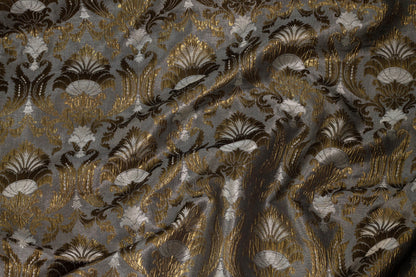 Gray and Metallic Bronze Brocade - Prime Fabrics
