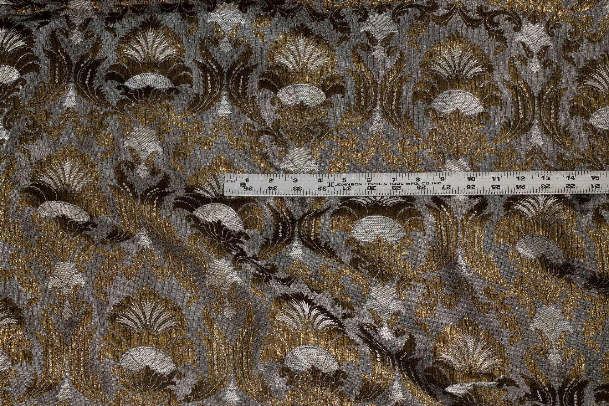 Gray and Metallic Bronze Brocade - Prime Fabrics