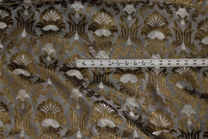 Gray and Metallic Bronze Brocade - Prime Fabrics