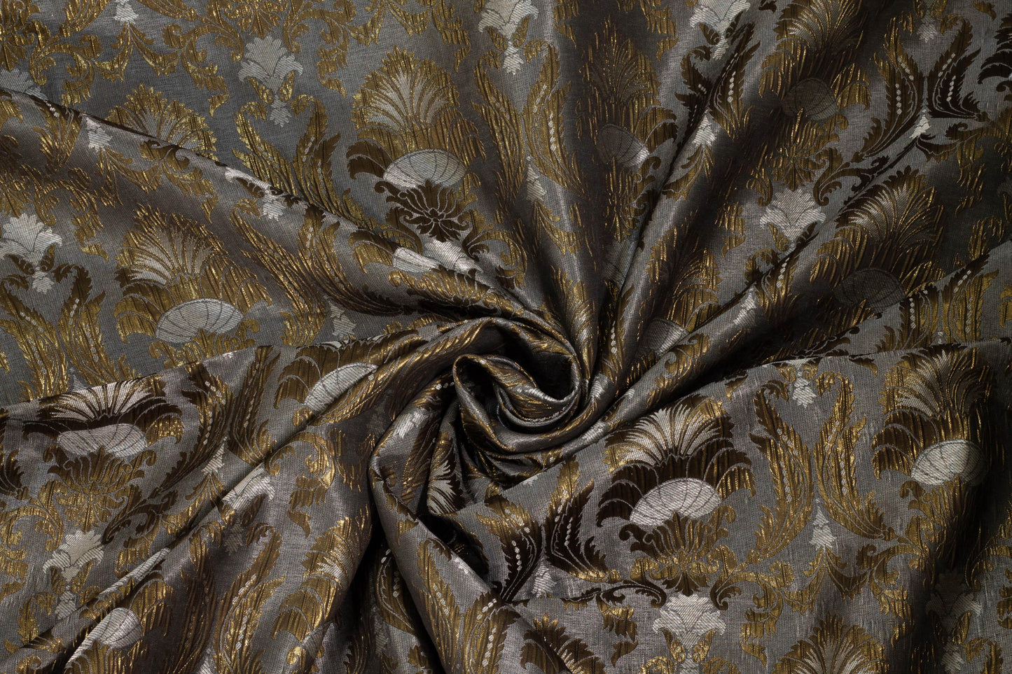 Gray and Metallic Bronze Brocade - Prime Fabrics