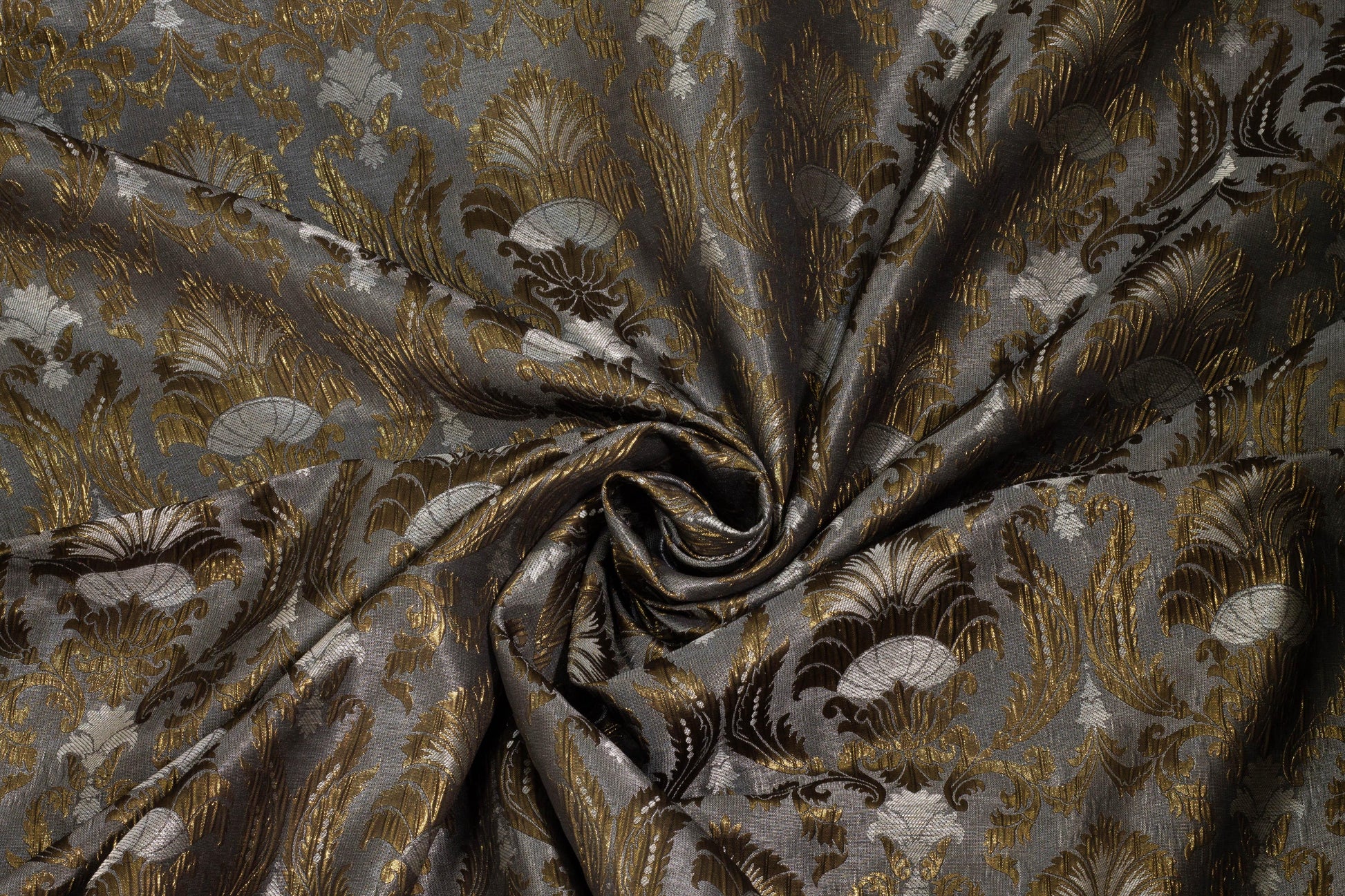 Gray and Metallic Bronze Brocade - Prime Fabrics