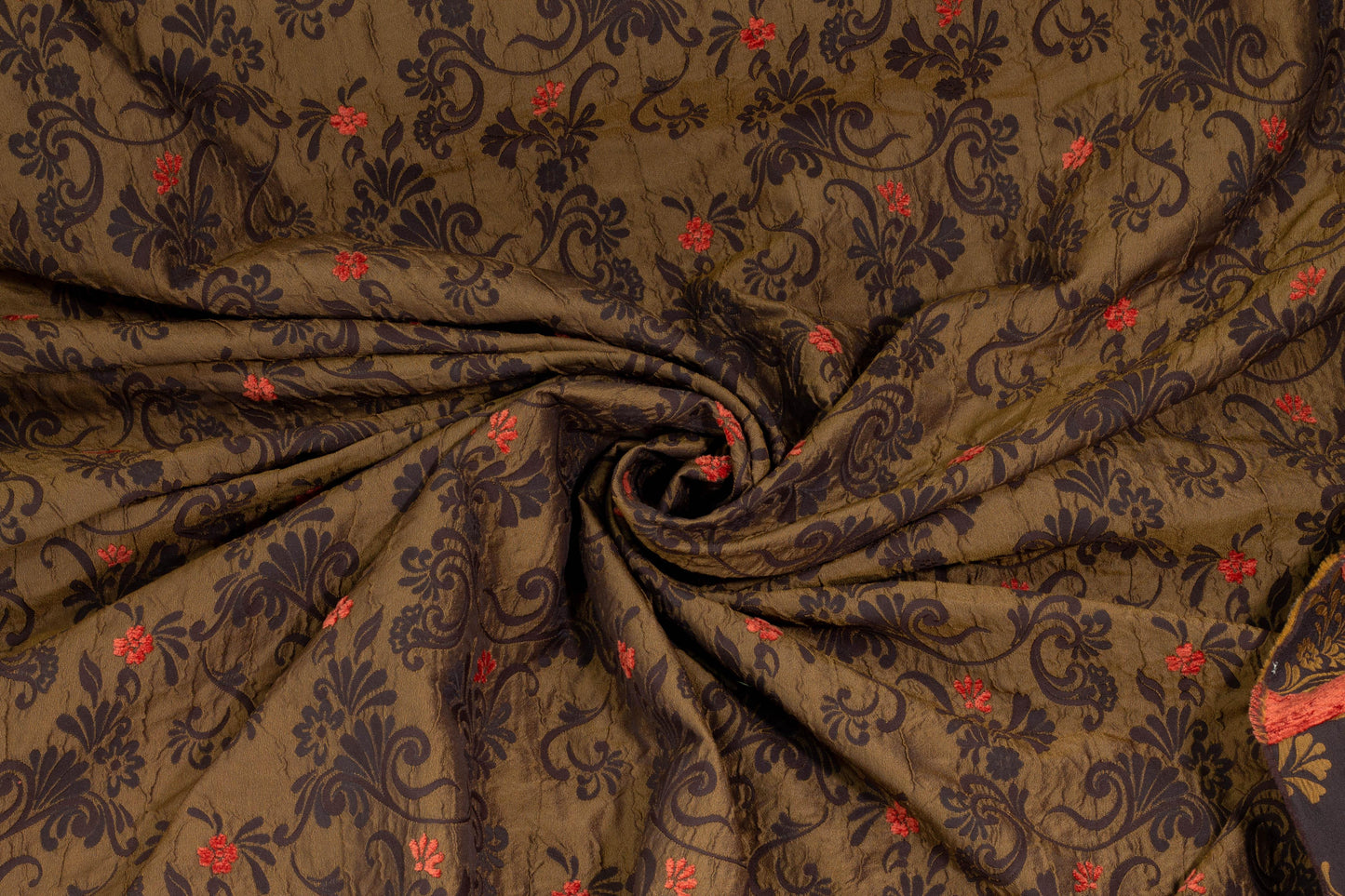 Brown Floral Crushed Italian Brocade - Prime Fabrics