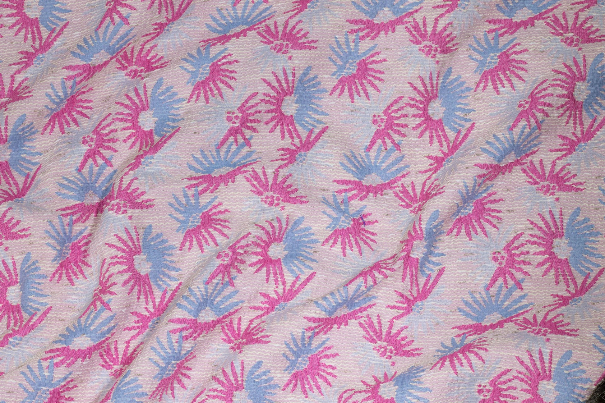 Pink and Blue Stretch Brocade - Prime Fabrics