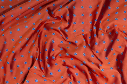 Burned Orange Coat of Arms Design Silk Jacquard - Prime Fabrics