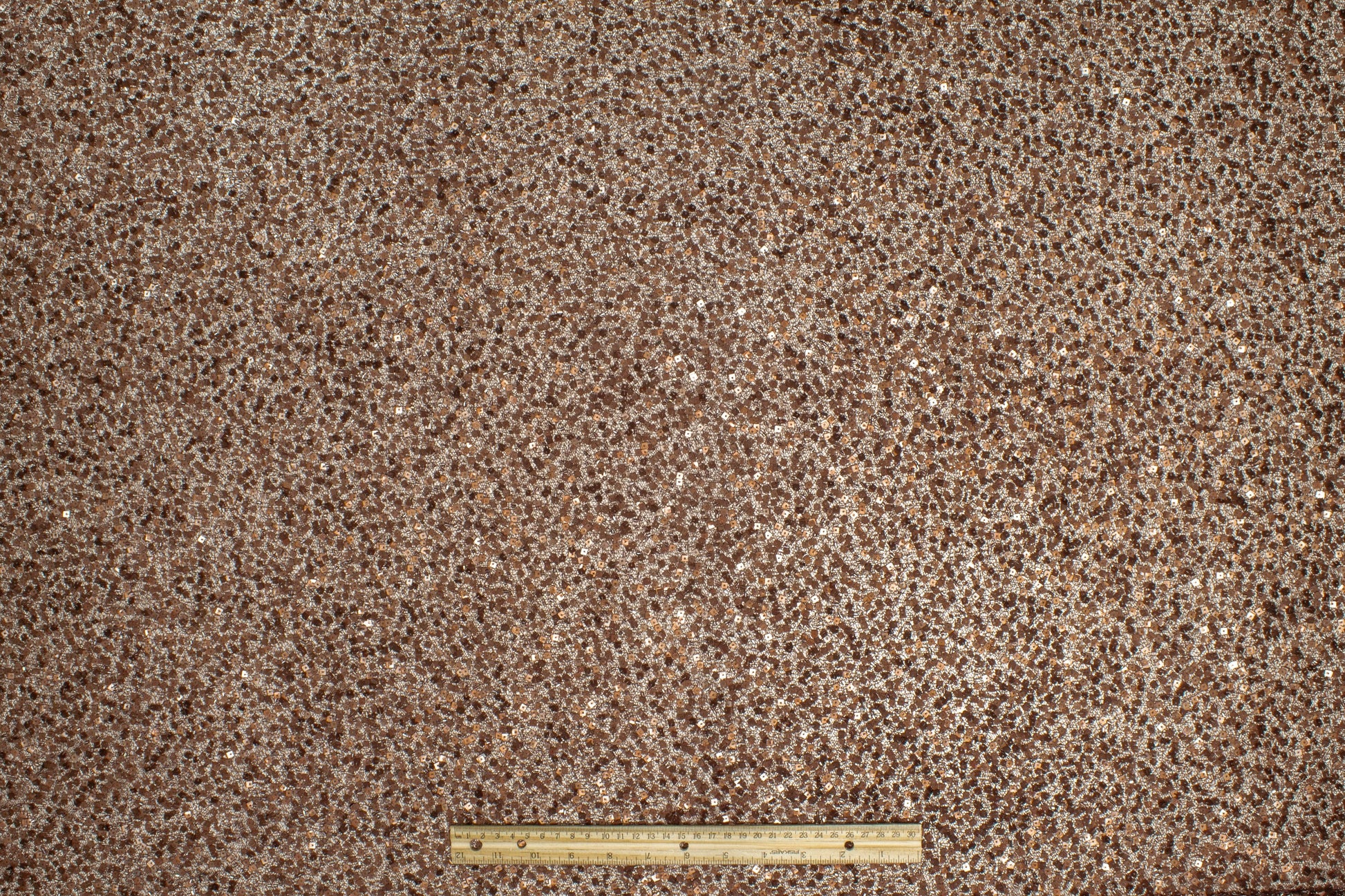 Hand Beaded and Sequined Metallic Mesh - Brown - Prime Fabrics